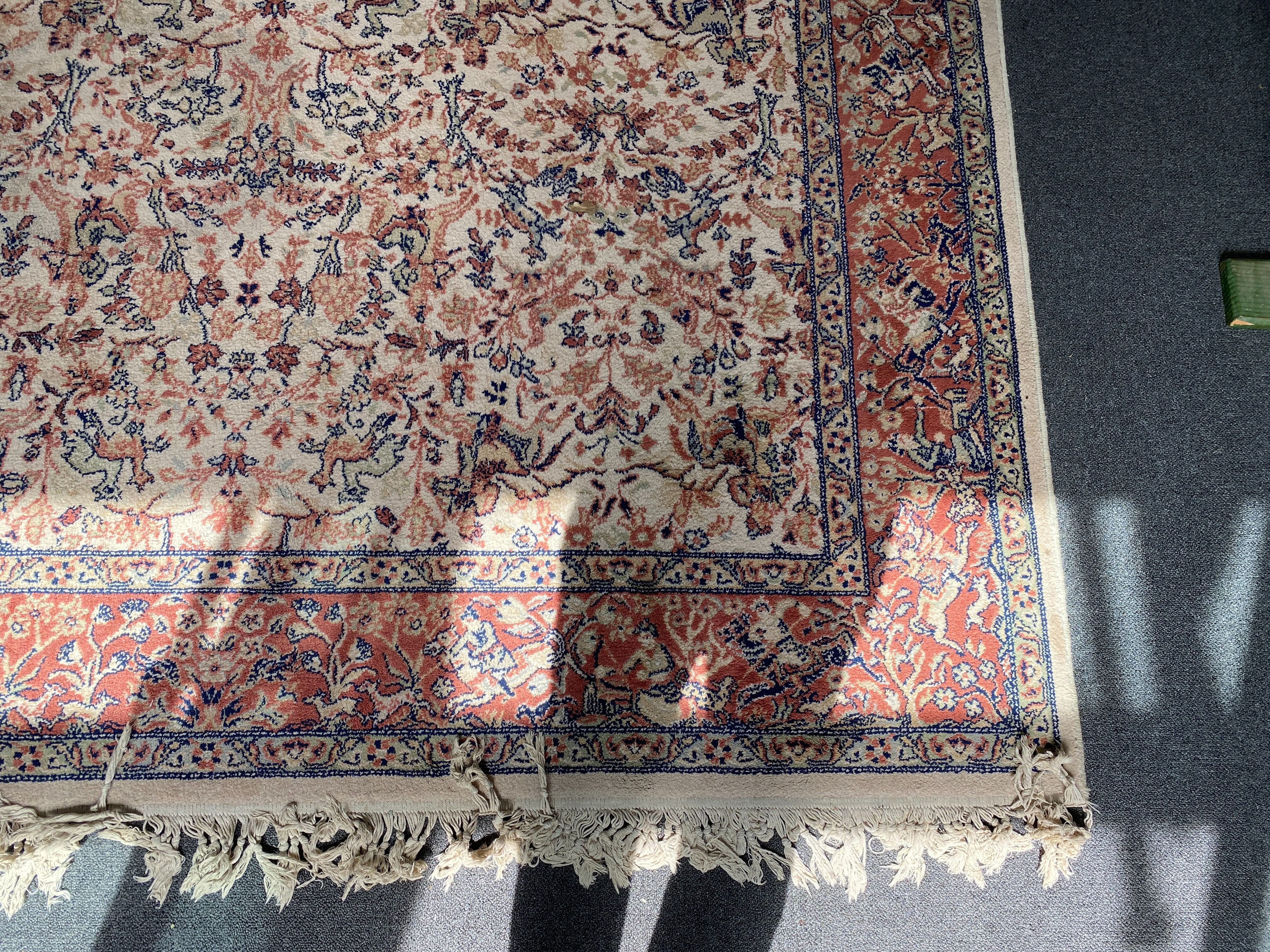 A Kashan ivory ground pictorial carpet, 296 x 200cm